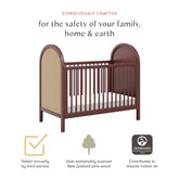 Bondi Cane 3-in-1 Convertible Crib | Crimson w/Natural Cane Cribs & Toddler Beds Babyletto 