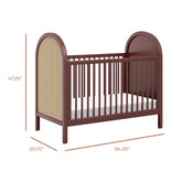 Bondi Cane 3-in-1 Convertible Crib | Crimson w/Natural Cane Cribs & Toddler Beds Babyletto 