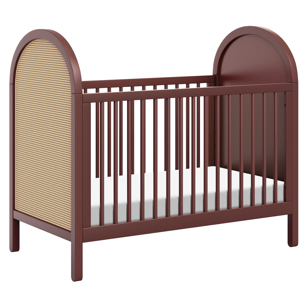 Bondi Cane 3-in-1 Convertible Crib | Crimson w/Natural Cane Cribs & Toddler Beds Babyletto 