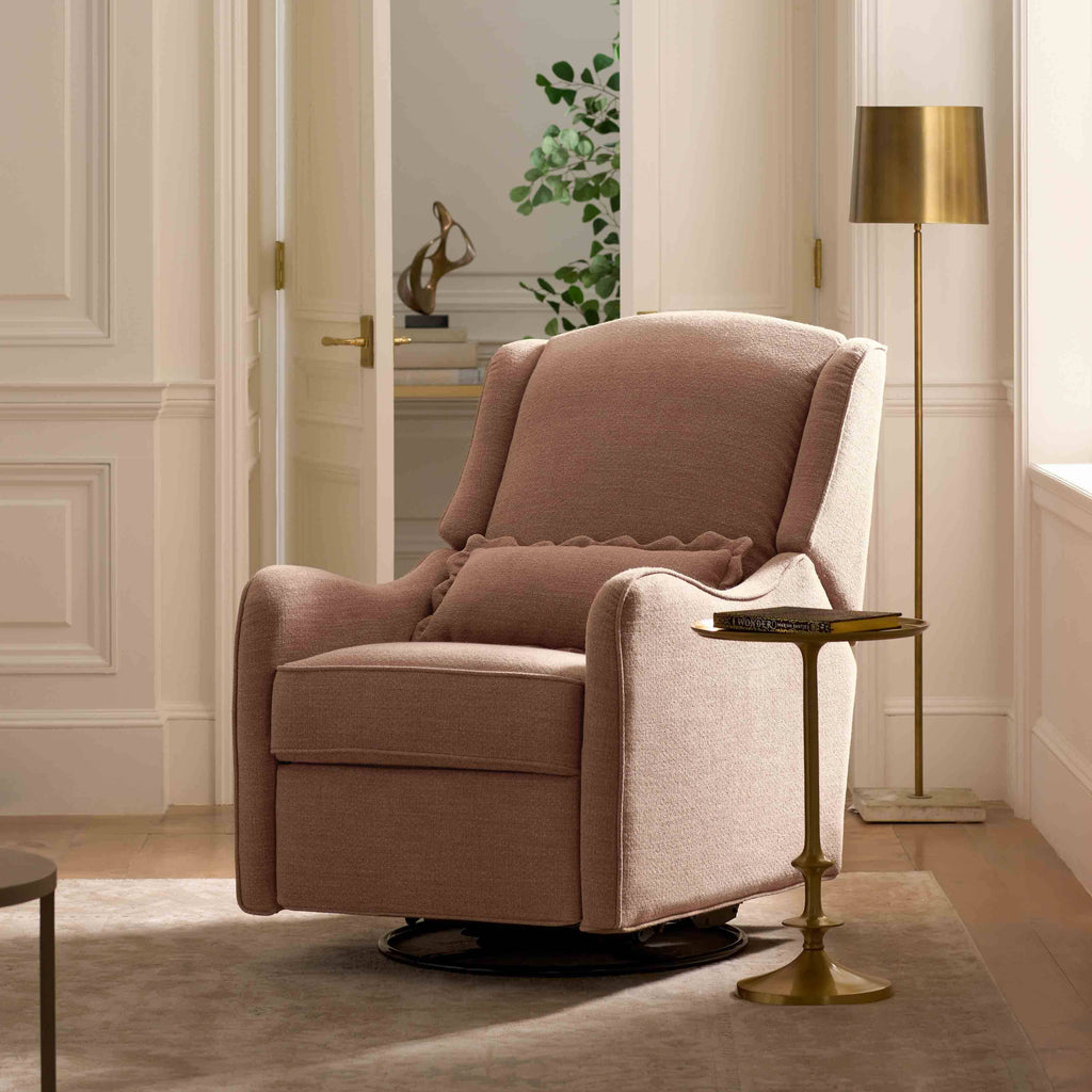 Devon Recliner and Swivel Glider | Performance Dusty Rose Eco-Basketweave Rocking Chairs NAMESAKE 