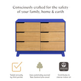 Hudson 6-Drawer Assembled Double Dresser | Cobalt and Honey Dressers Babyletto 