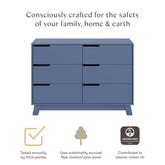 Hudson 6-Drawer Assembled Double Dresser | Cove Blue Dressers Babyletto 