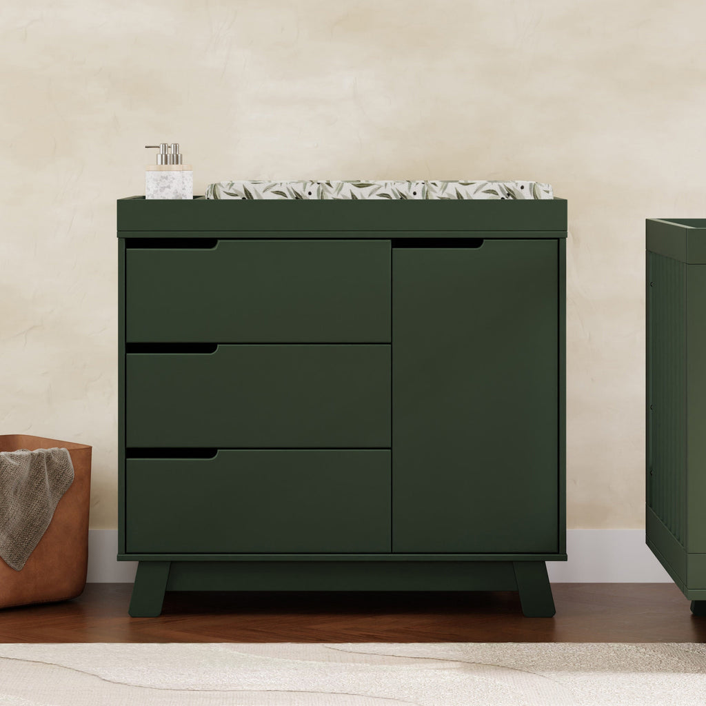 Hudson 3-Drawer Changer Dresser with Removable Changing Tray | Forest Green Changing Dressers Babyletto 