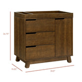 Hudson 3-Drawer Changer Dresser with Removable Changing Tray |Natural Walnut Changing Dressers Babyletto 