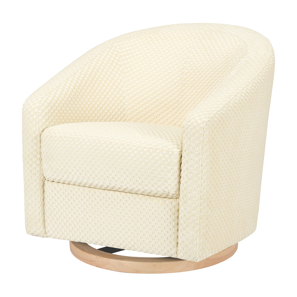 Madison Swivel Glider in Velvet Checker | Ivory Velvet Checker w/Light Wood Base Rocking Chairs Babyletto 