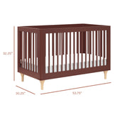 Lolly 3-in-1 Convertible Crib with Toddler Bed Conversion Kit | Crimson Cribs & Toddler Beds Babyletto 