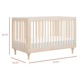 Lolly 3-in-1 Convertible Crib with Toddler Bed Conversion Kit | Washed Natural Cribs & Toddler Beds Babyletto 