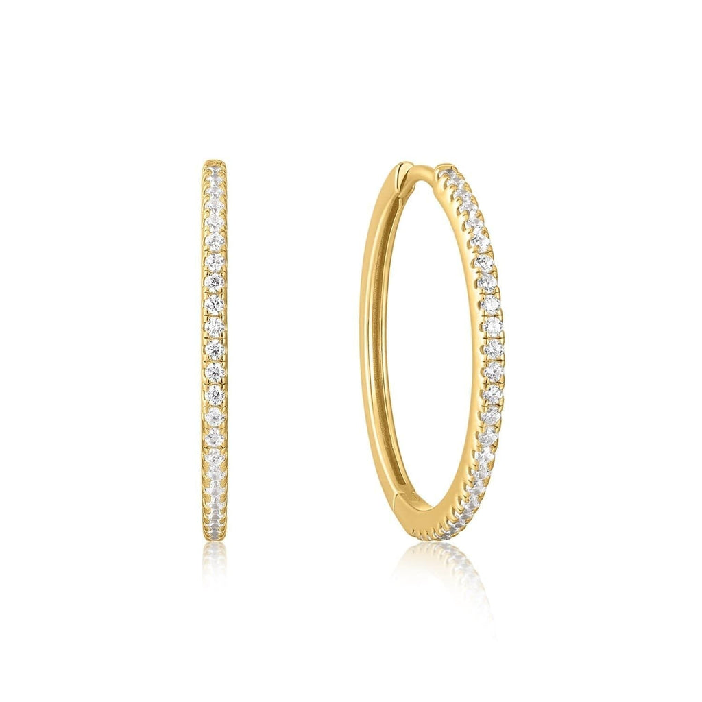 Medium Cz Huggie Hoop Earrings Earrings eklexic 14K Gold Vermeil 