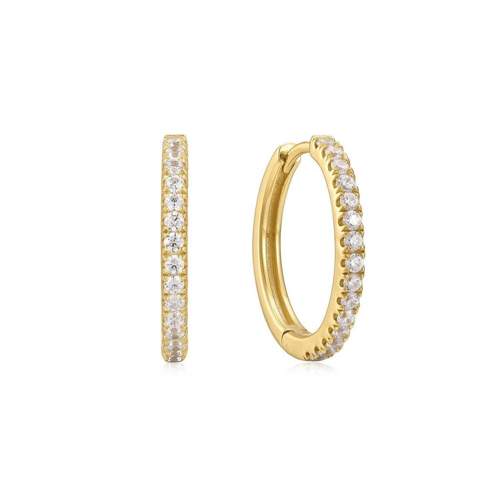 Mini Cz Huggie Hoop Earrings Earrings eklexic 14K Gold Vermeil 