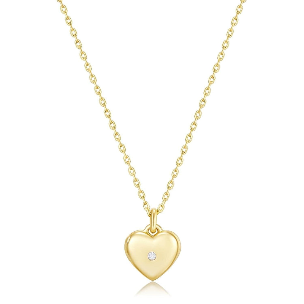 Mini Heart Locket Necklace With Cz Necklaces eklexic 14K Gold Vermeil 