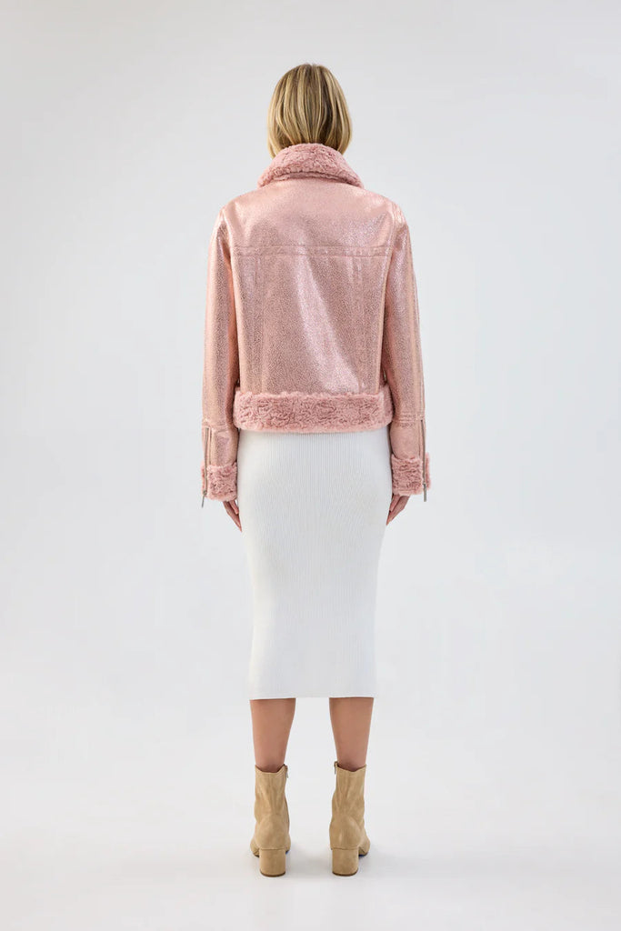 Metallique Jacket | Metallic Pink Outerwear Unreal Fur 