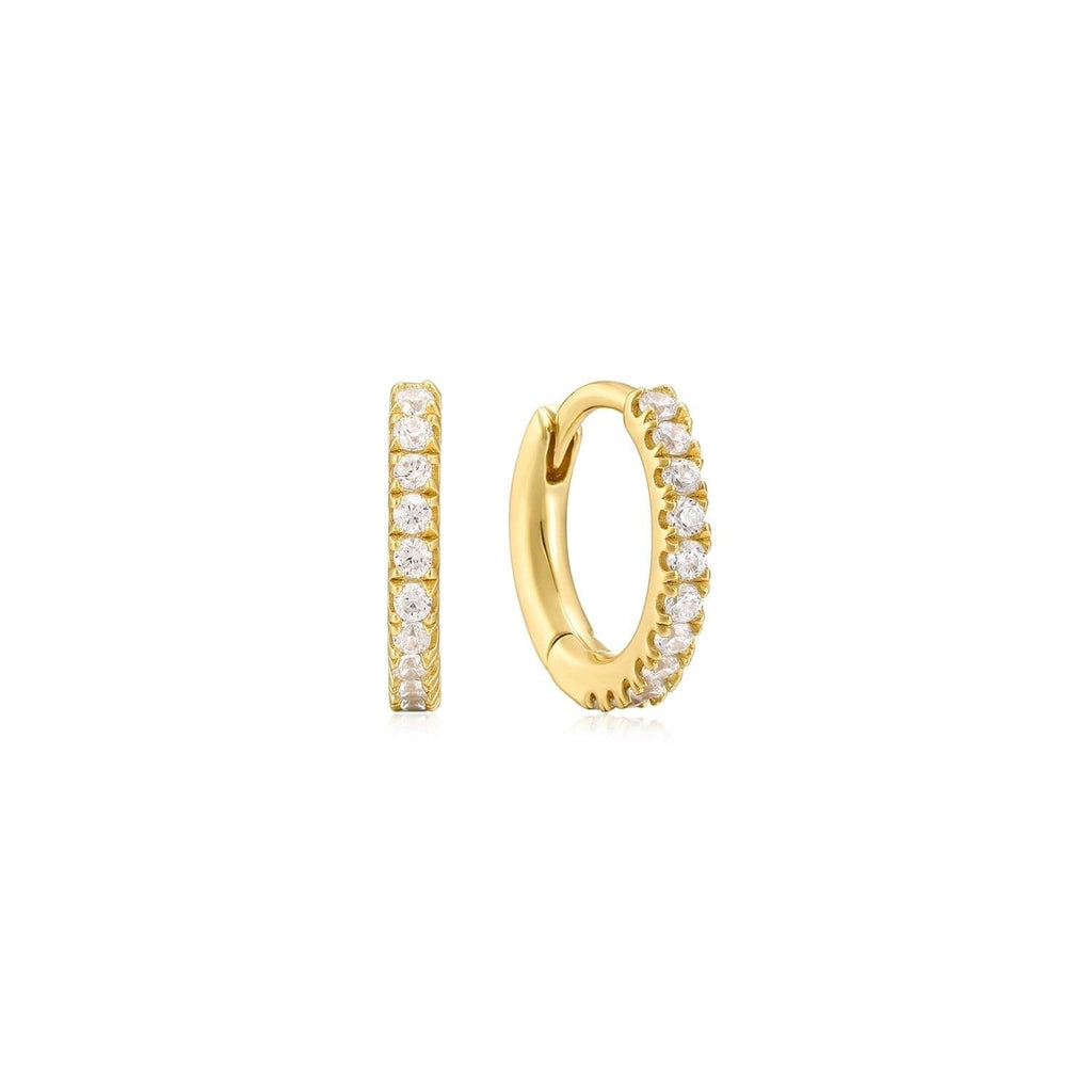 Micro Cz Huggie Hoop Earring Earrings eklexic 14K Gold Vermeil 