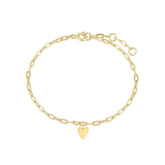 Micro Heart Charm Paperclip Bracelet Bracelets eklexic 14k Gold Vermeil 