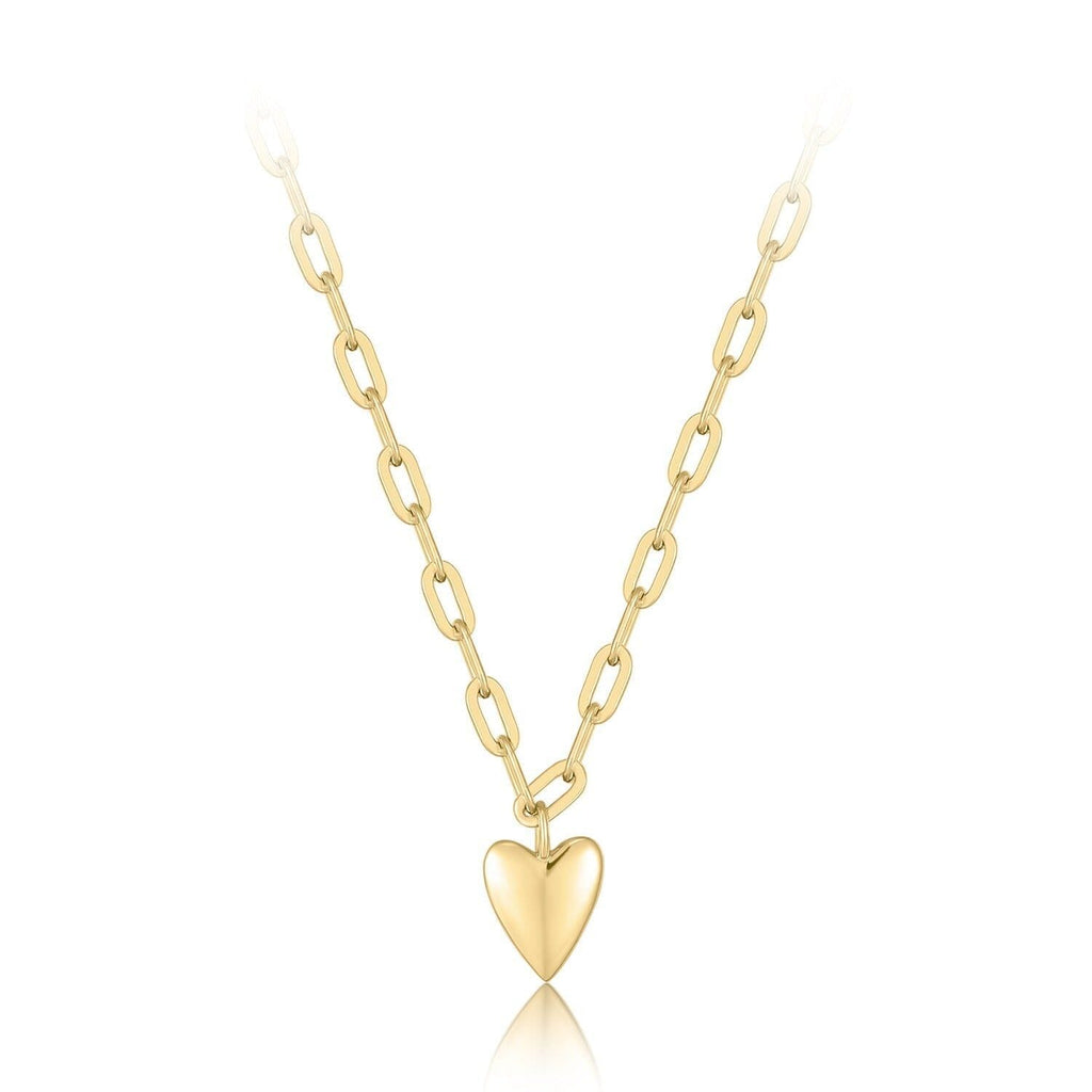 Micro Heart Charm Paperclip Necklace Necklaces eklexic 14k Gold Vermeil 