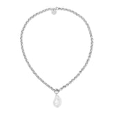 Micro Royal Chain with XL Baroque Pearl Pendant Necklace Necklaces eklexic 