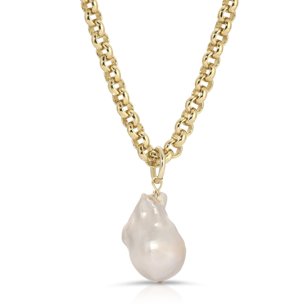 Micro Royal Chain with XL Baroque Pearl Pendant Necklace Necklaces eklexic GOLD 14.5" 