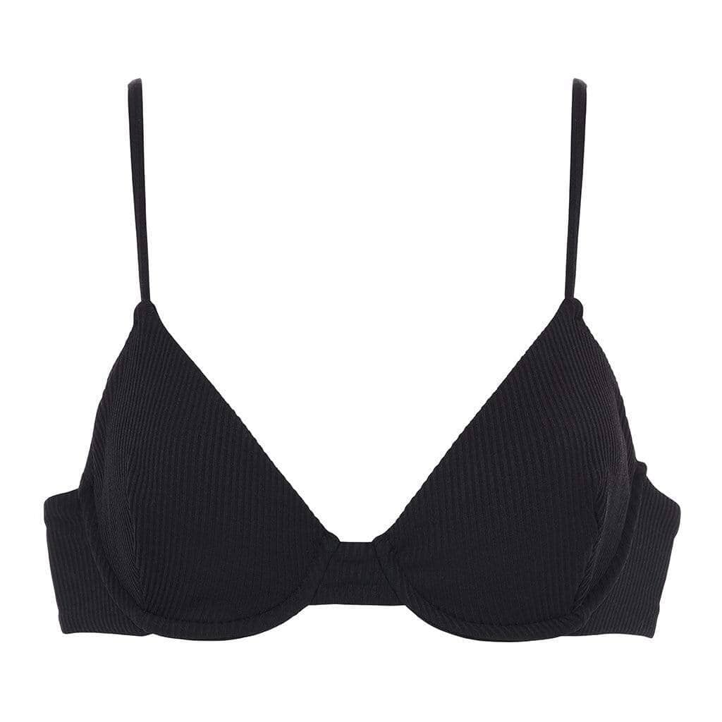 Black Rib Dainty Bikini Top Bikini Top Montce 