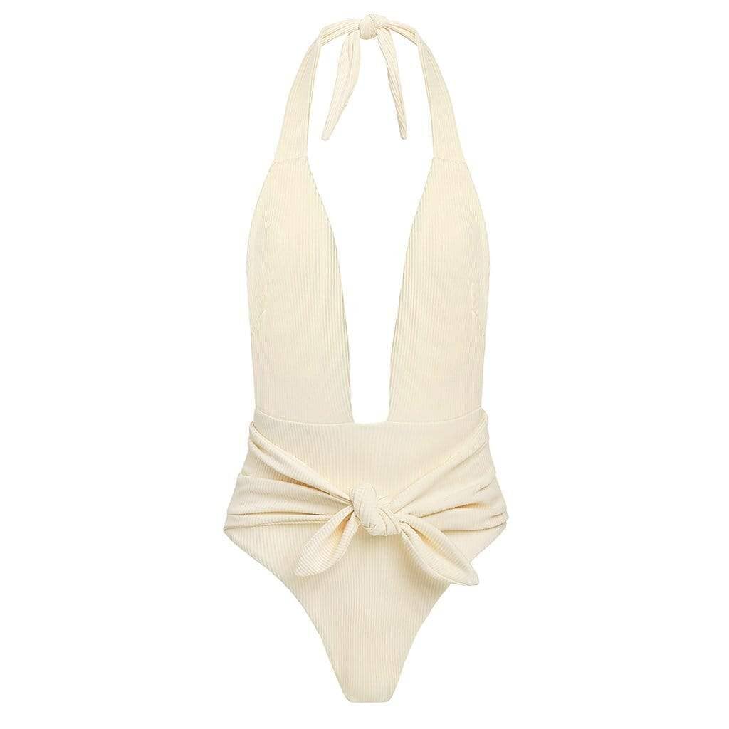 Cream Rib Tropez Tie-Up One-Piece One-Piece Montce 