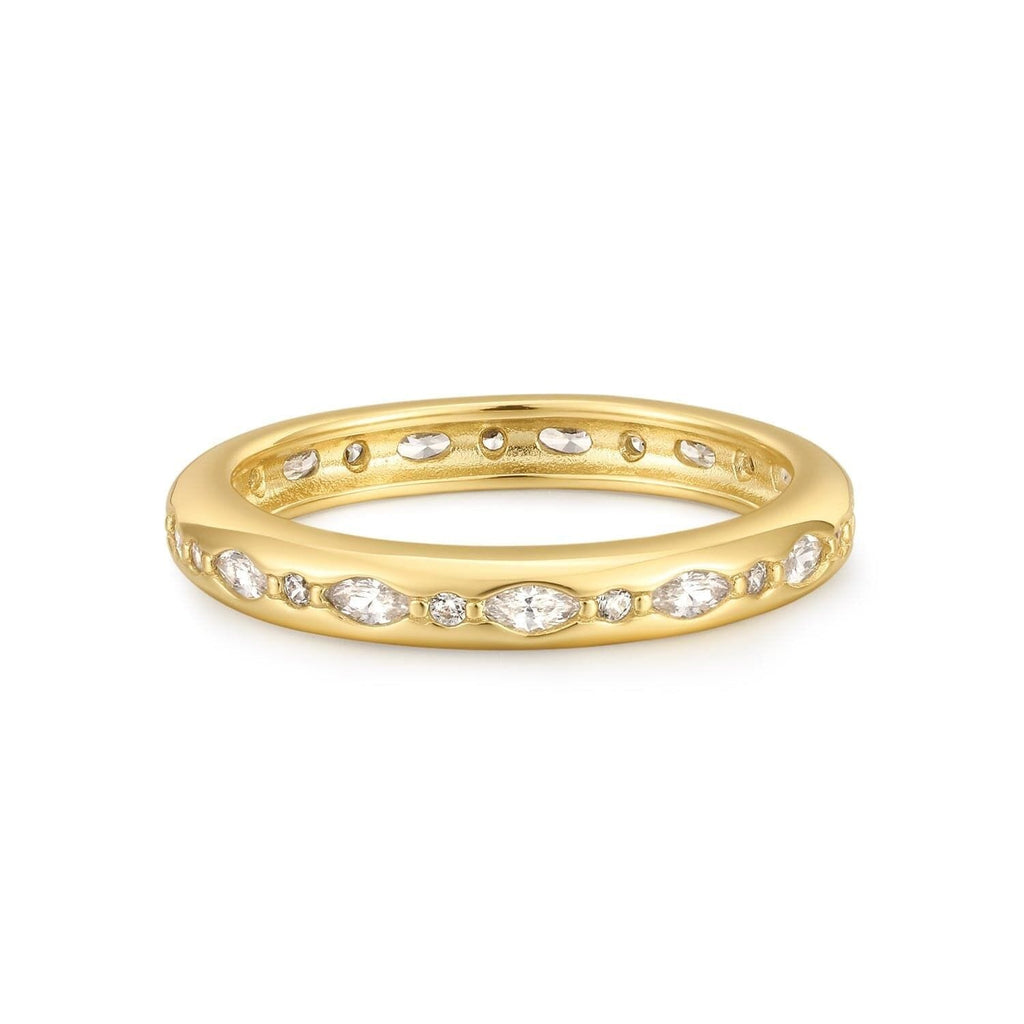 Multi Shaped CZ Channel Ring Rings eklexic 14K Gold Vermeil 6 