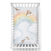 Rainbow and Birds Mini Crib Sheet Crib sheets Rookie Humans 