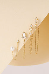 Opal & Cz Chain Link Drop Earrings Earrings eklexic 