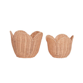 Rattan Lily Basket Set | Seashell Pink Baskets Olli Ella OS 