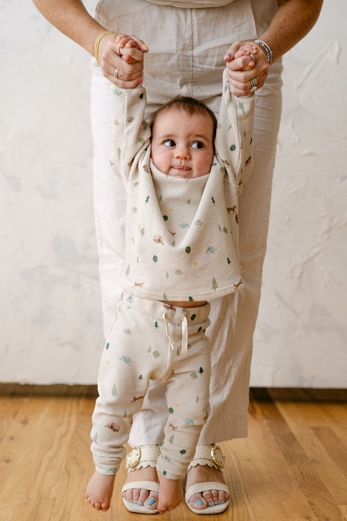 Organic Cotton Waffle Leggings in Camping Bottoms Dear Hayden 0-3m 