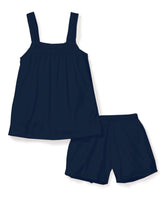 Women's Pima Camille Short Set | Navy Pajama Sets Petite Plume 