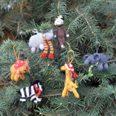 Safari Animal Ornaments- set of 6 Christmas Ornaments Melange Collection 