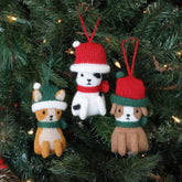 Christmas Puppy Ornaments, set of 3 Christmas Ornaments Melange Collection 