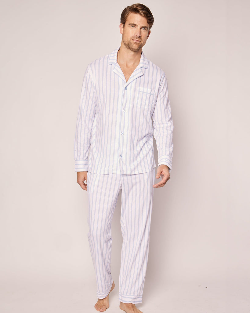 Men's Pima Pajama Set in Periwinkle Stripe Men's Pajama's Petite Plume 