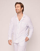 Men's Pima Pajama Set in Periwinkle Stripe Men's Pajama's Petite Plume 