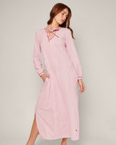 Women's Pima Harlow Nightgown in Antique Red Ticking Women's Nightgown Petite Plume 