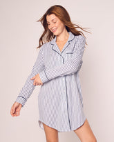 Women's Pima Nightshirt | Navy French Ticking Nightshirts Petite Plume 