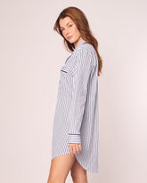 Women's Pima Nightshirt | Navy French Ticking Nightshirts Petite Plume 