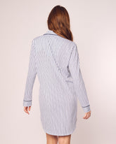 Women's Pima Nightshirt | Navy French Ticking Nightshirts Petite Plume 