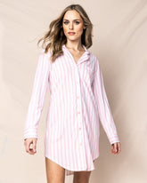 Women's Pima Nightshirt in Pink Stripe Women's Nightshirts Petite Plume 