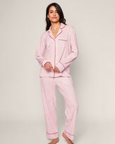 Women's Pima Pajama Set in Antique Red Ticking Women's Pajama's Petite Plume 