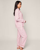 Women's Pima Pajama Set in Antique Red Ticking Women's Pajama's Petite Plume 