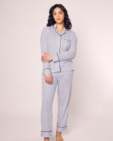 Women's Pima Pajama Set | Navy French Ticking Pajama Sets Petite Plume 