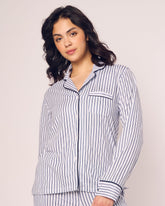 Women's Pima Pajama Set | Navy French Ticking Pajama Sets Petite Plume 