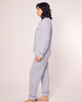 Women's Pima Pajama Set | Navy French Ticking Pajama Sets Petite Plume 