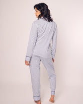 Women's Pima Pajama Set | Navy French Ticking Pajama Sets Petite Plume 