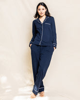 Women’s Pima Pajama Set | Navy Pajama Sets Petite Plume 