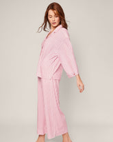 The Olivia Wide Leg Pima Pajama Set in Antique Red Ticking Women's Pajama's Petite Plume 