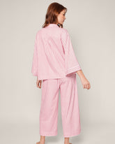 The Olivia Wide Leg Pima Pajama Set in Antique Red Ticking Women's Pajama's Petite Plume 