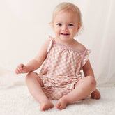 Checkers in Pink Bubble Romper bubble romper Bestaroo 