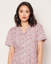 Women's Twill Pajama Short Sleeve Short Set in Fleurs de Rose Women's Pajama's Petite Plume 