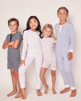 Kid's Pima Snug Fit Pajama Set | Grey Stars Pajama Sets Petite Plume 