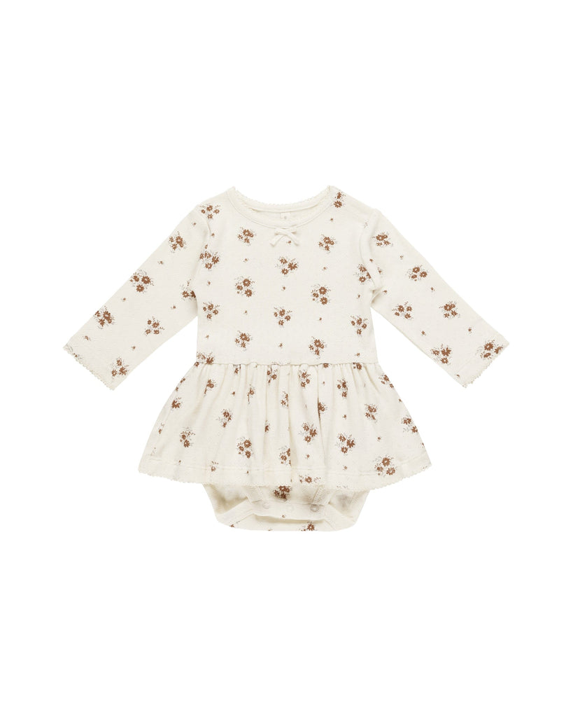 Pointelle Skirted Bodysuit | Autumn Flora Jumpsuits & Rompers Quincy Mae AUTUMN-FLORA 0-3M 